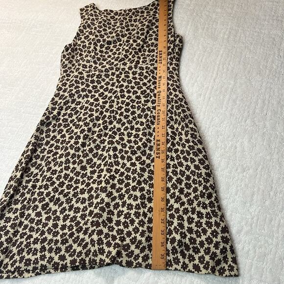 Kenar Feminine Floral Sheath Dress Brown Cream Sleeveless Lined Sz 6 - Picture 4 of 9